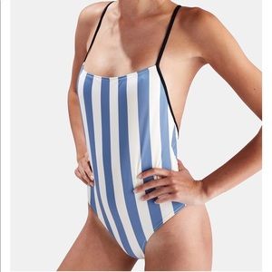 Solid and Striped one piece swimsuit
